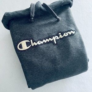 Champion Hoodie Size Large Gray Logo Sweatshirt